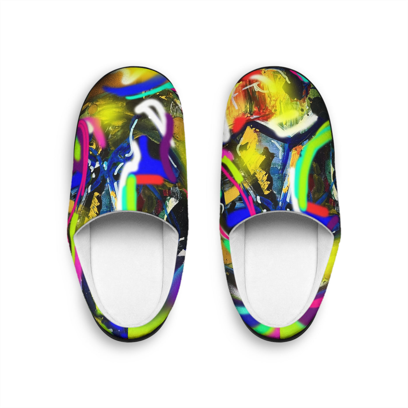 Vibrant Artistic Indoor Slippers for Men - Colorful Comfort Footwear