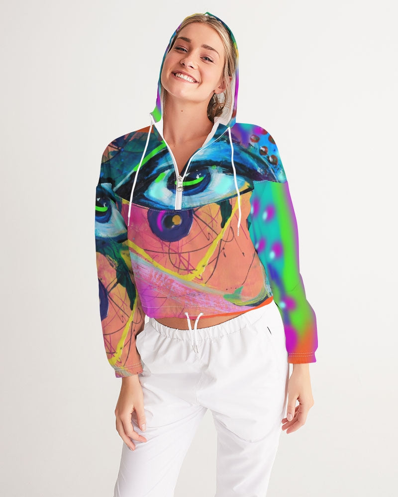 Eye Abstraction Women's Cropped Windbreaker