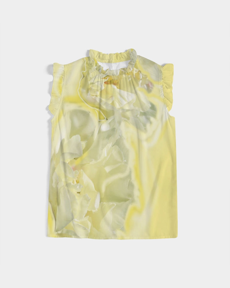 Yellow Peony Women's Ruffle Sleeve Top
