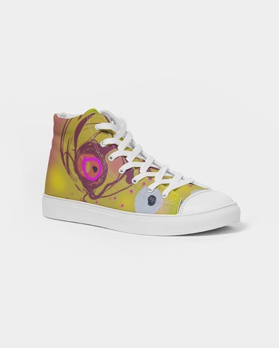 Abstract Yellow Men's Hightop Canvas Shoe