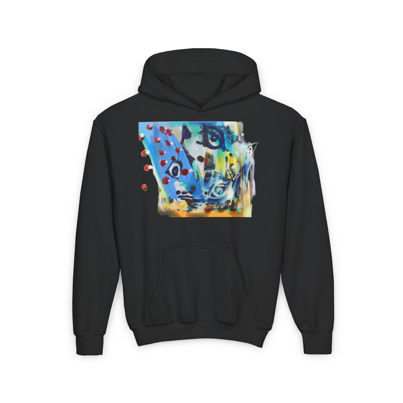 Colorful Abstract Youth Hoodie - Artistic Design for Creative Minds