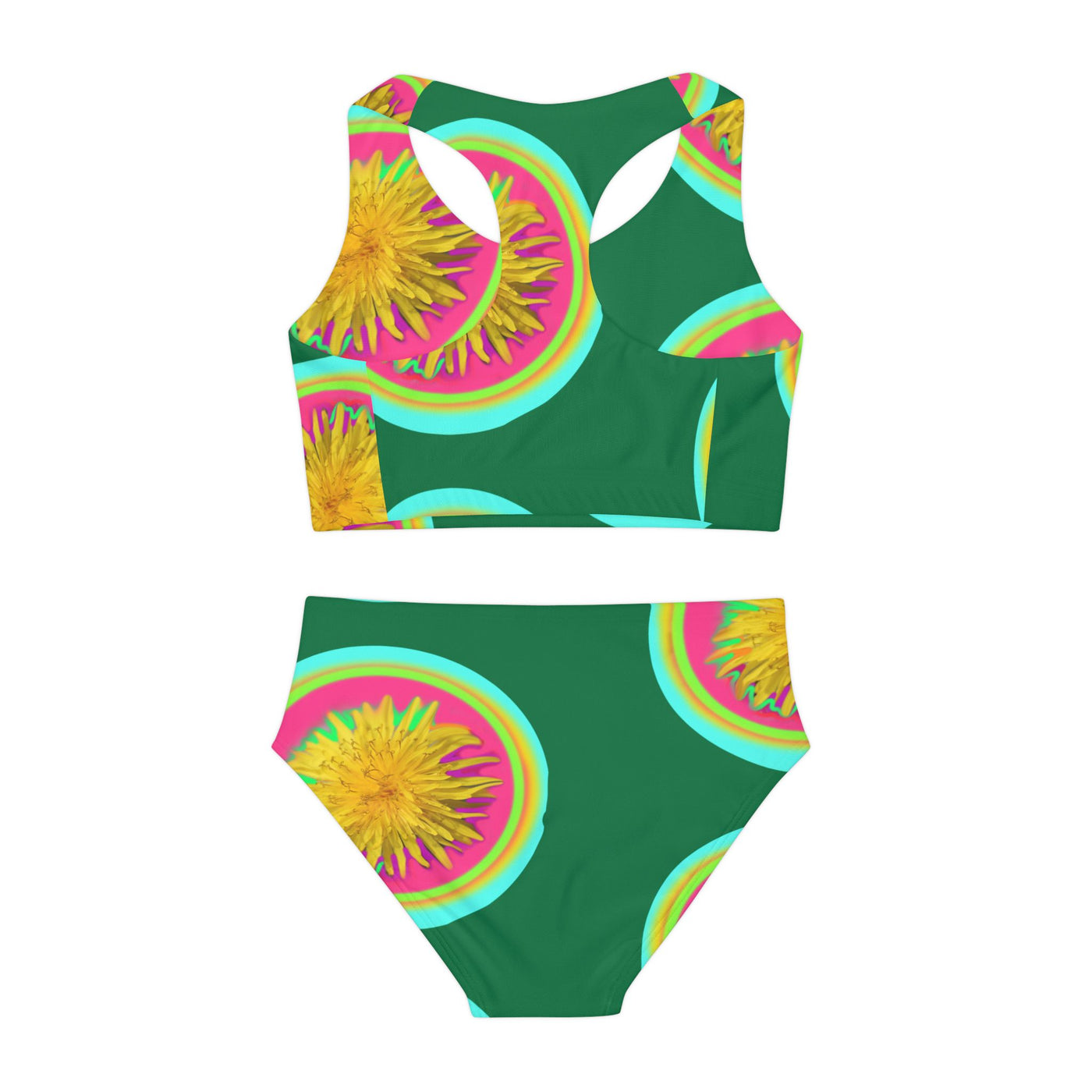 Tropical Floral Girls Two Piece Swimsuit - Fun and Bright Swimwear for Summer Days