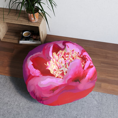 Vibrant Floral Tufted Floor Pillow - Round Decorative Cushion for Cozy Home Decor