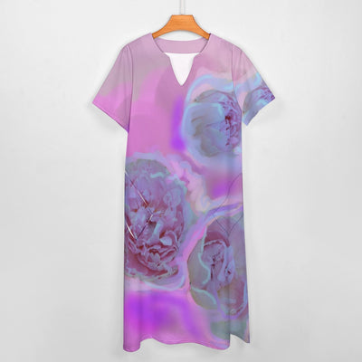 Short sleeved loose fitting dress with pockets