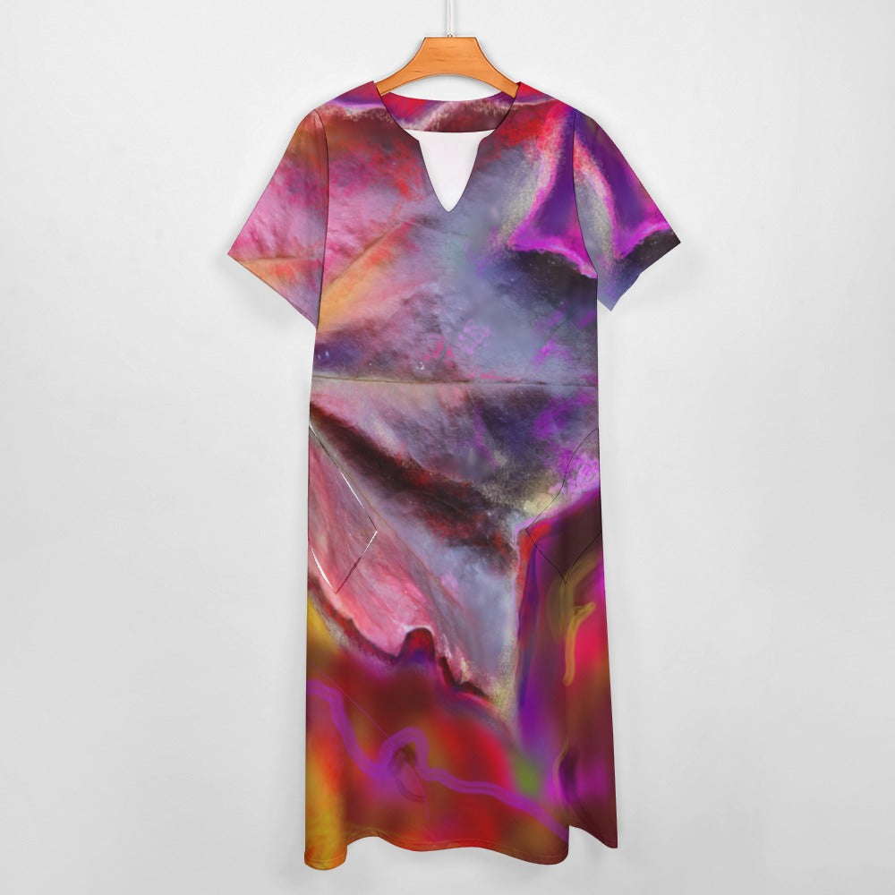 Short sleeve, artistic dress with pockets