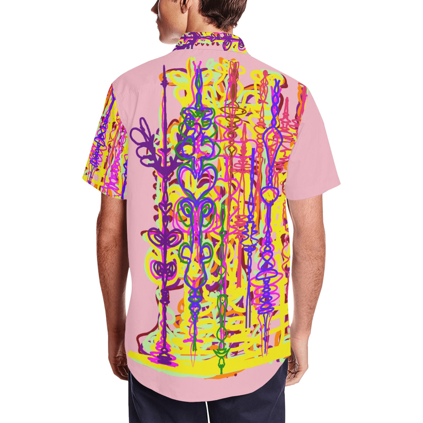 Men's Short Sleeve Shirt With Lapel Collar