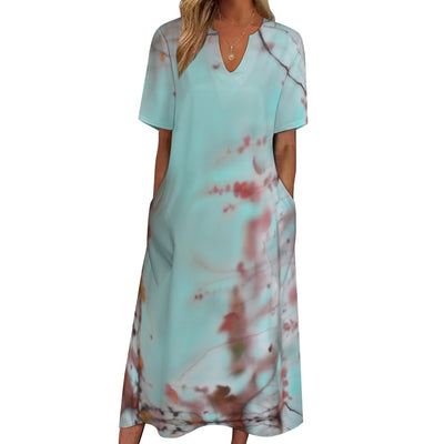 Short sleeved loose fitting dress with pockets