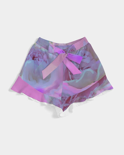 Peony Floral Women's All-Over Print Ruffle Shorts
