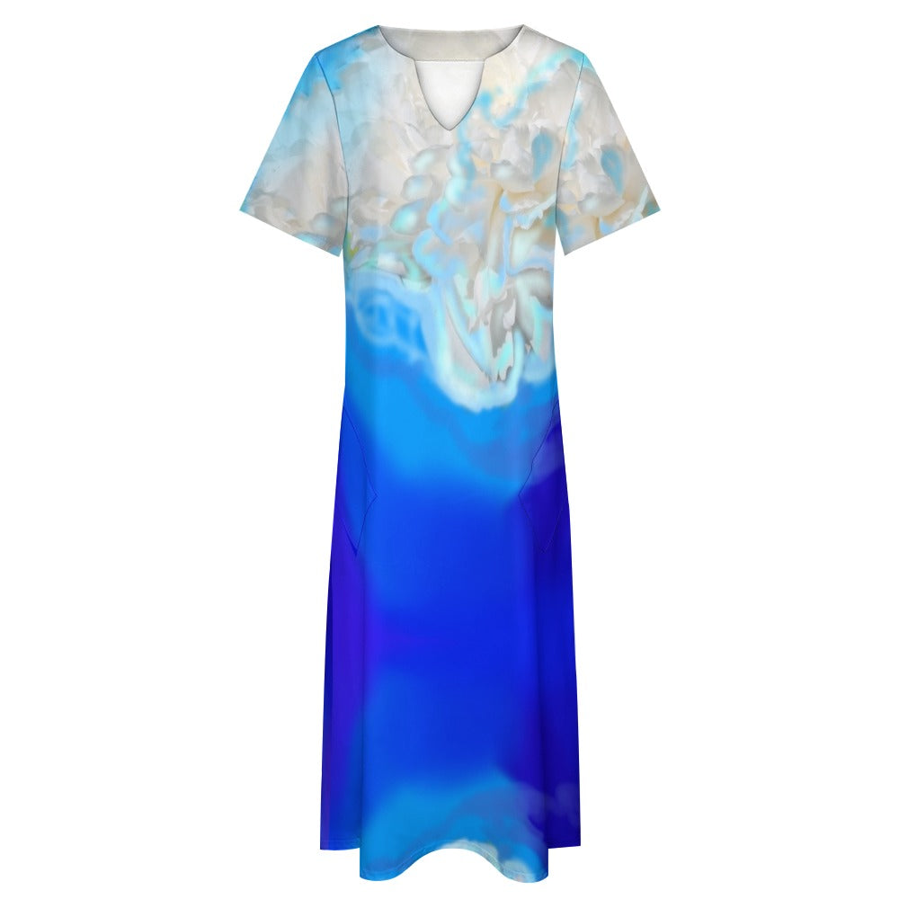 Short sleeved loose fitting dress with pockets