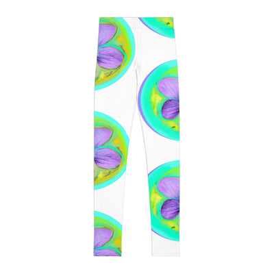 Floral Youth Leggings - Vibrant Violet Design for Active Kids