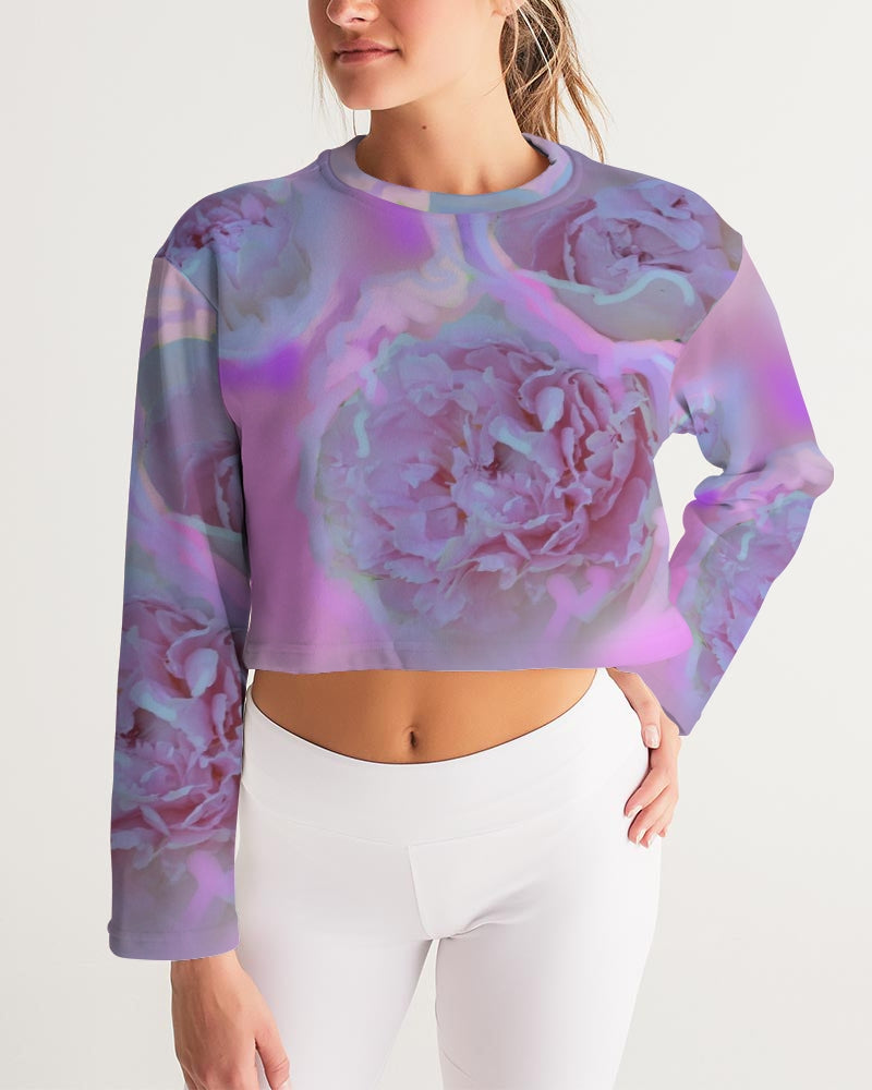 Peony Floral Women's All-Over Print Cropped Sweatshirt