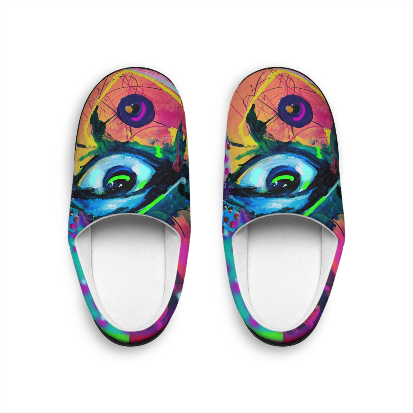 Vibrant Artistic Men Indoor Slippers - Colorful Eye Design for Comfort & Style