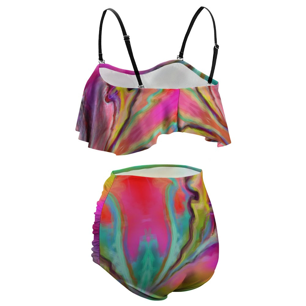 Colorful Ladies Loose Top Bikini Swimsuit