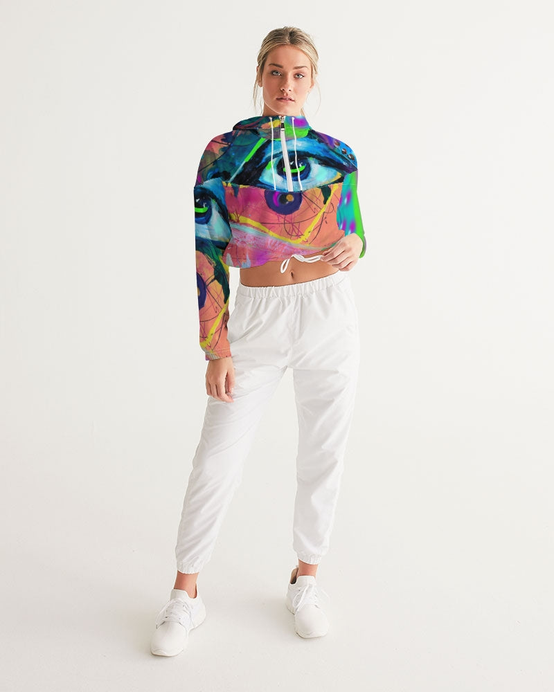 Eye Abstraction Women's Cropped Windbreaker