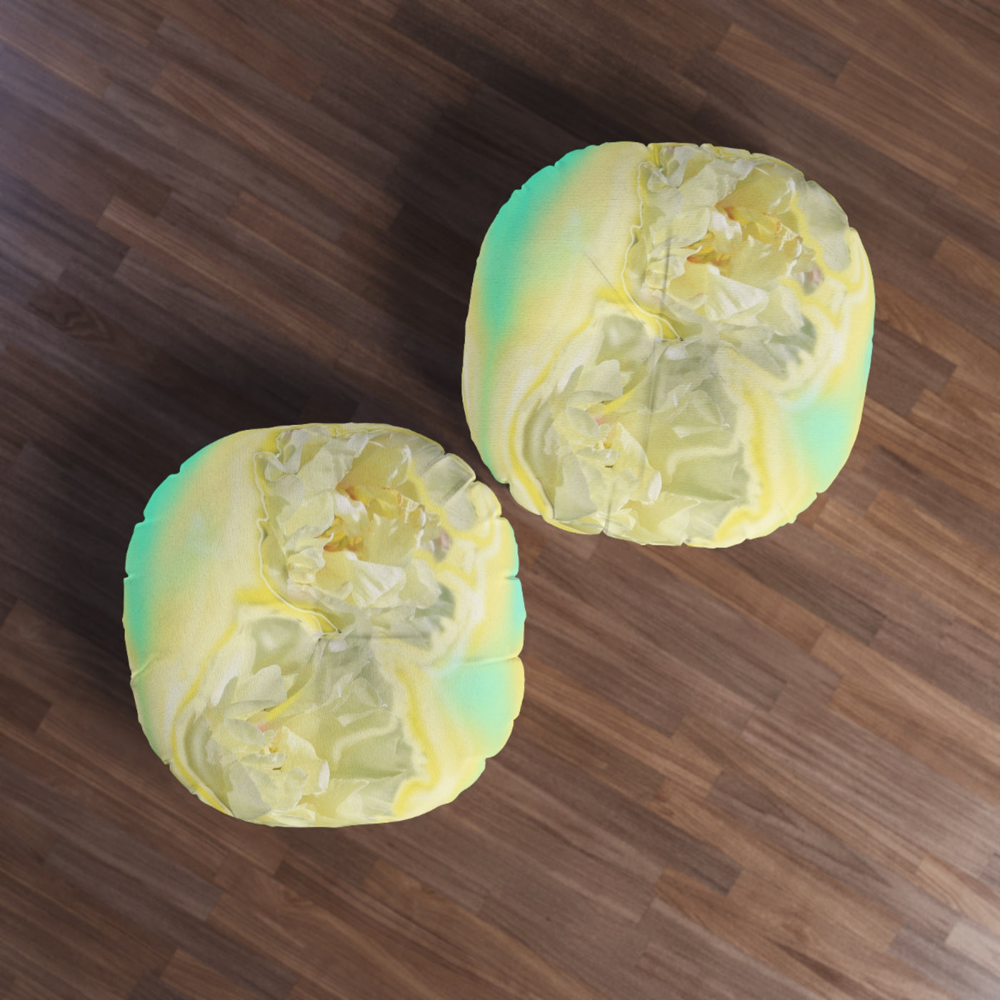 Cozy Round Tufted Floor Pillow - Floral Swirl Design for Comfort and Style