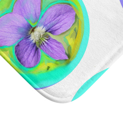 Vibrant Floral Bath Mat - Colorful Purple Flower Design for Relaxing Bathrooms