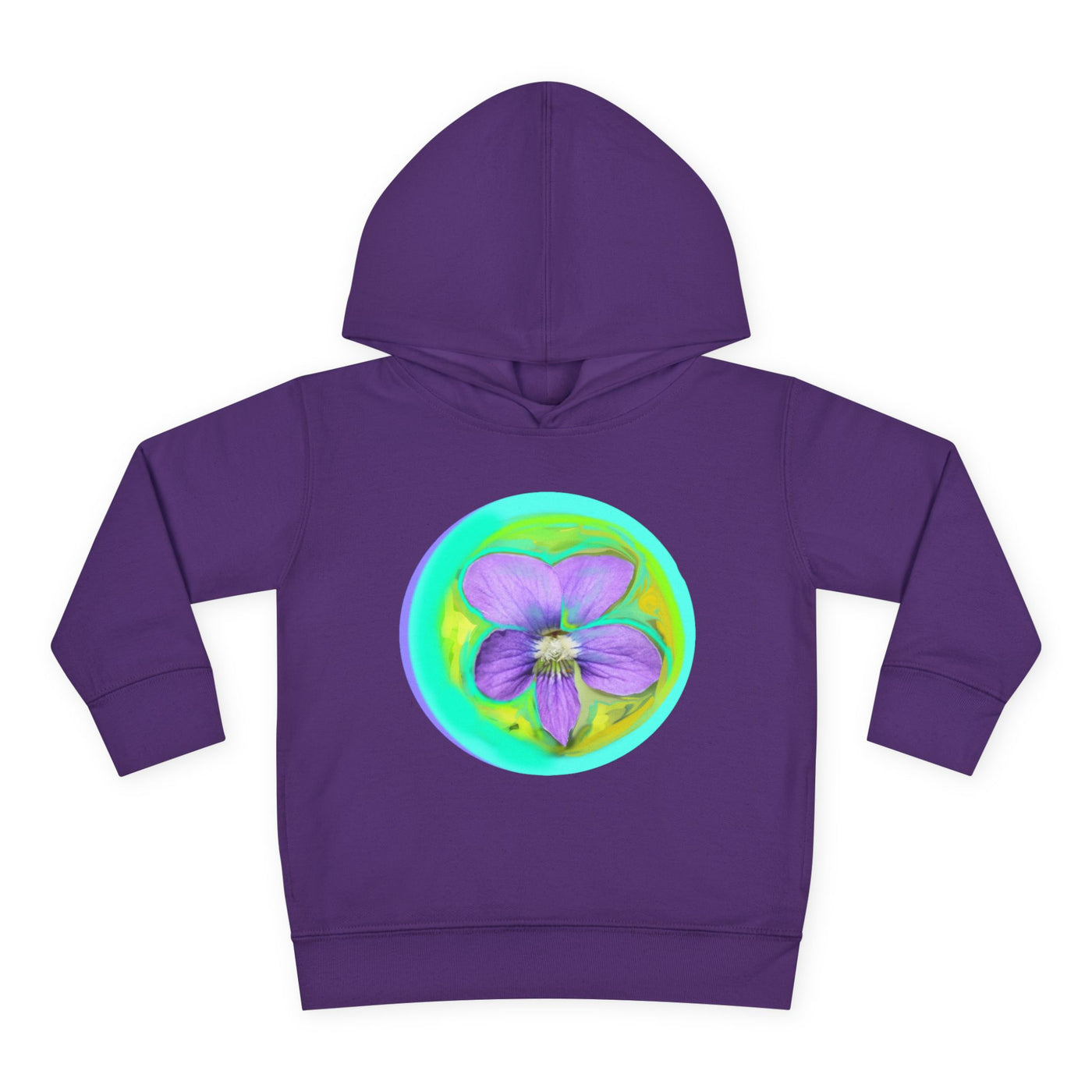 Toddler Floral Fleece Hoodie - Vibrant Purple Blossom Design