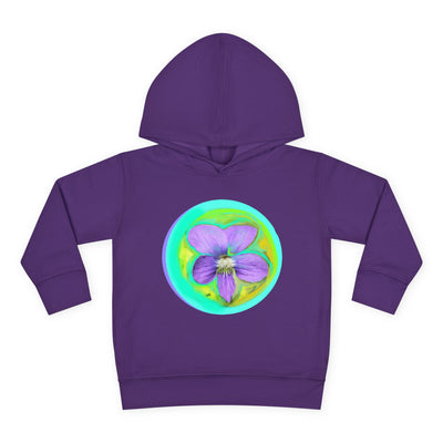 Toddler Floral Fleece Hoodie - Vibrant Purple Blossom Design