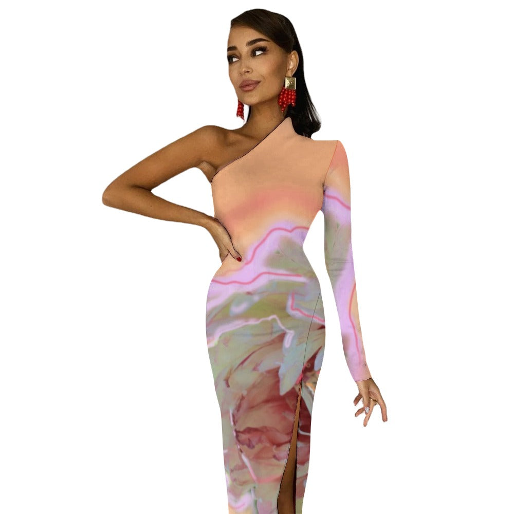 Half Sleeve Slit Dress