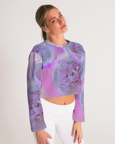 Peony Floral Women's All-Over Print Cropped Sweatshirt