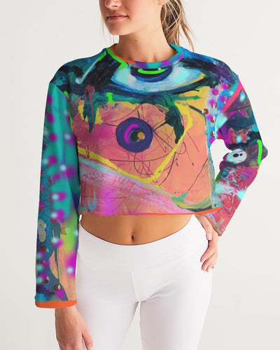Eye Abstraction Women's All-Over Print Cropped Sweatshirt