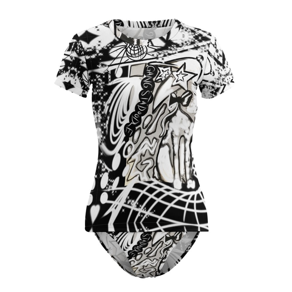 Short Sleeve Two Piece Bikini Swimsuit