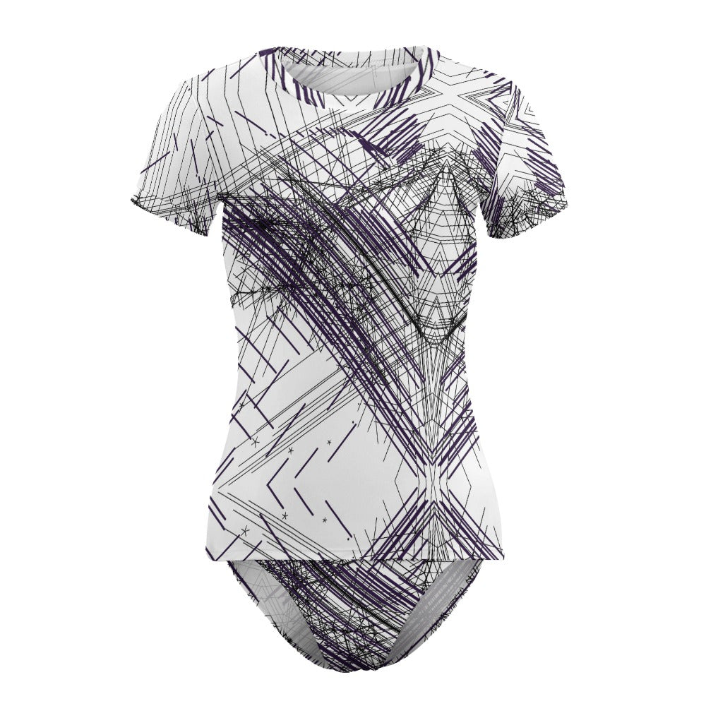 Short Sleeve Two Piece Bikini Swimsuit