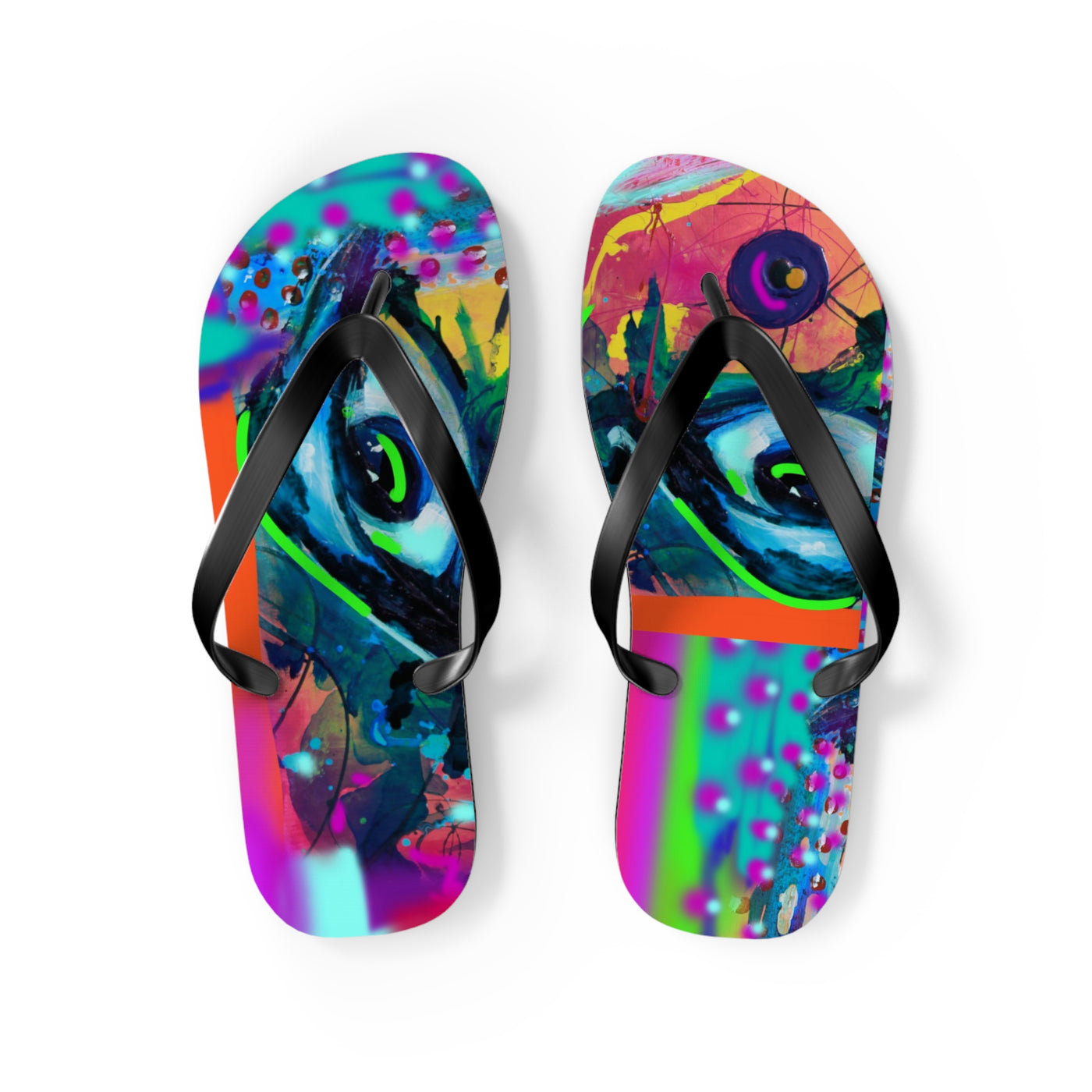 Vibrant Artistic Flip Flops - Colorful Summer Footwear