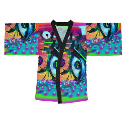 Vibrant Long Sleeve Kimono Robe - Colorful Art Design for Relaxation and Self-Care