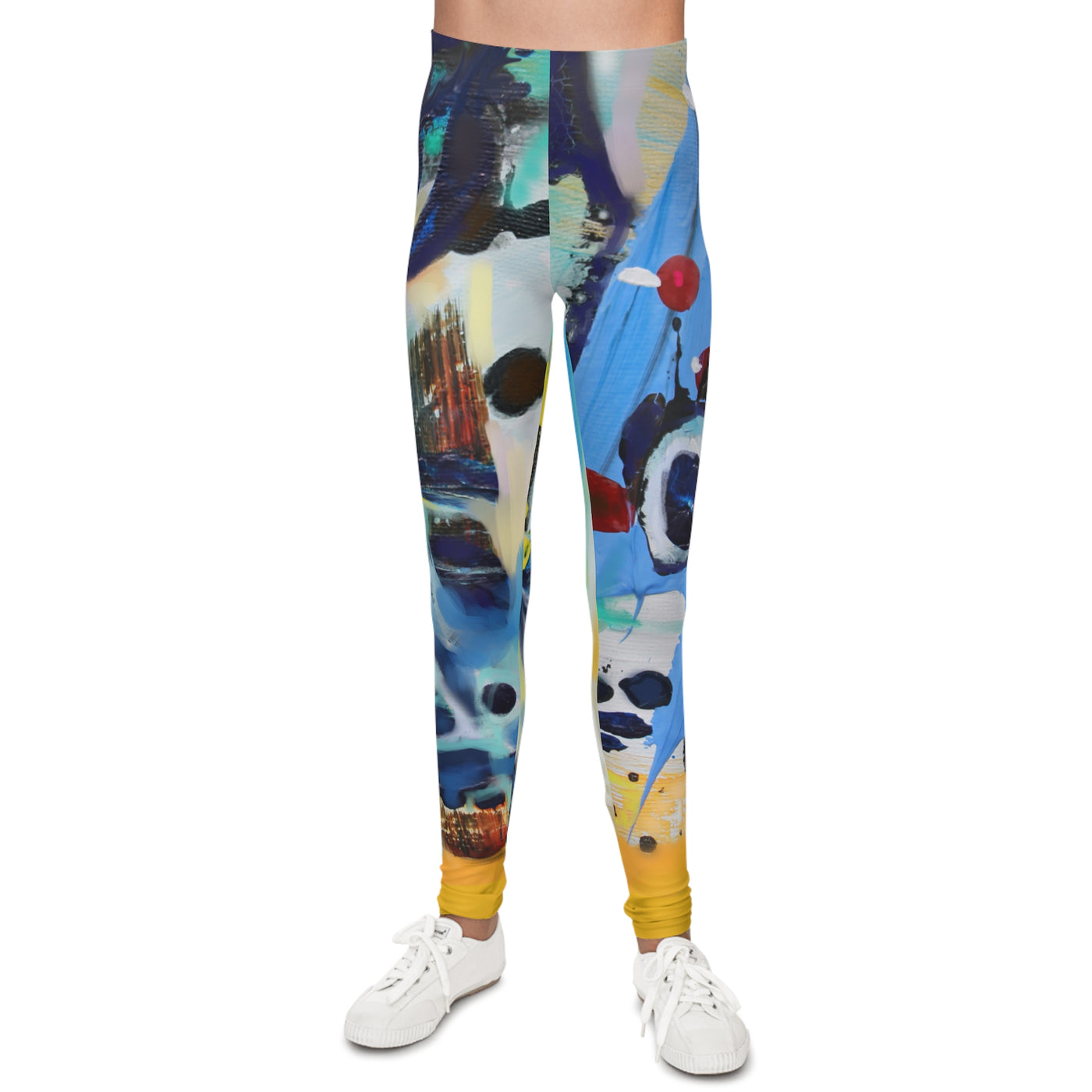 Vibrant Abstract Youth Leggings - Colorful Art Design for Active Kids