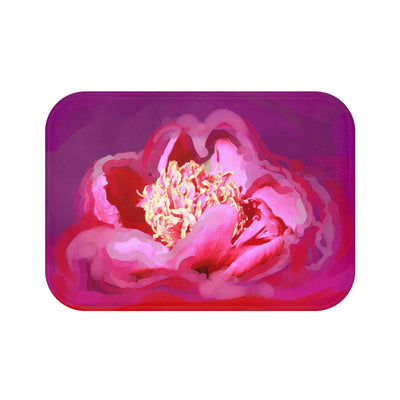 Floral Elegance Bath Mat - Vibrant Pink Peony Design for a Luxurious Bathroom Upgrade