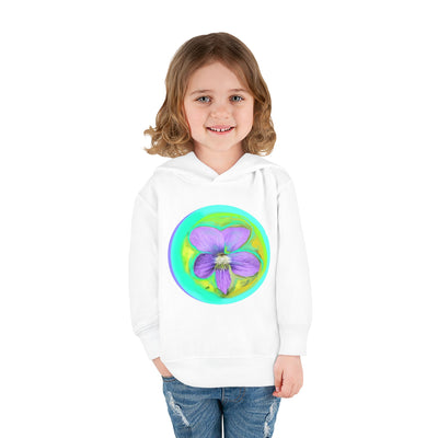 Toddler Floral Fleece Hoodie - Vibrant Purple Blossom Design