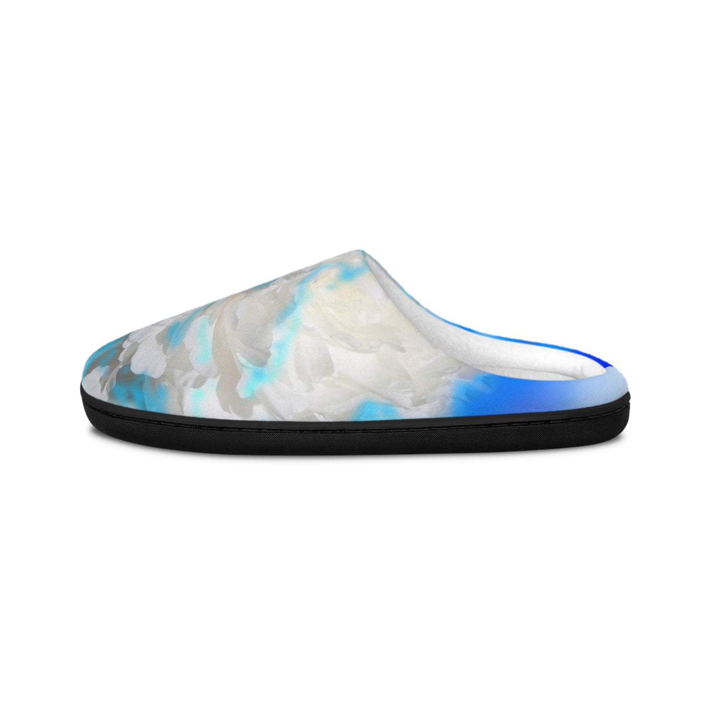 Men's Floral Indoor Slippers - Cozy Lounge Footwear with Serene Blue Design