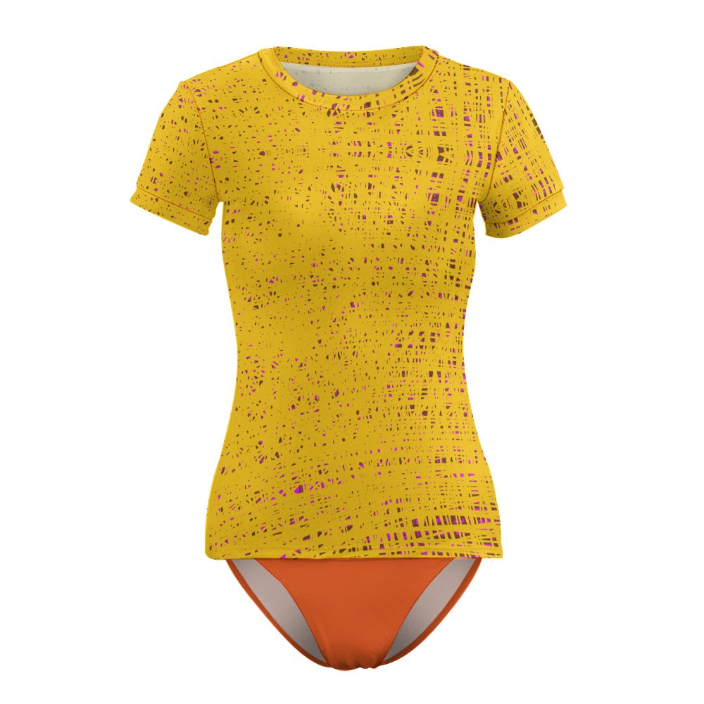 Short Sleeve Two Piece Bikini Swimsuit