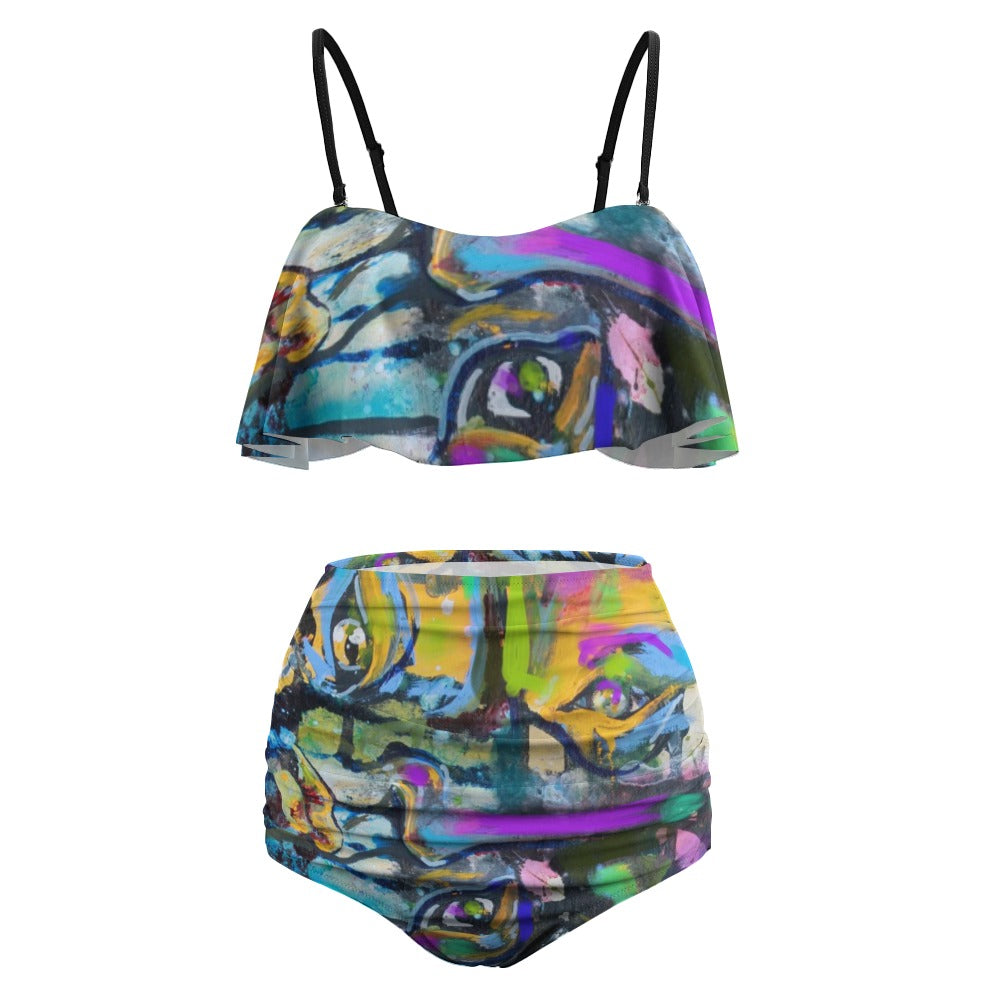 Colorful Ladies Loose Top Bikini Swimsuit
