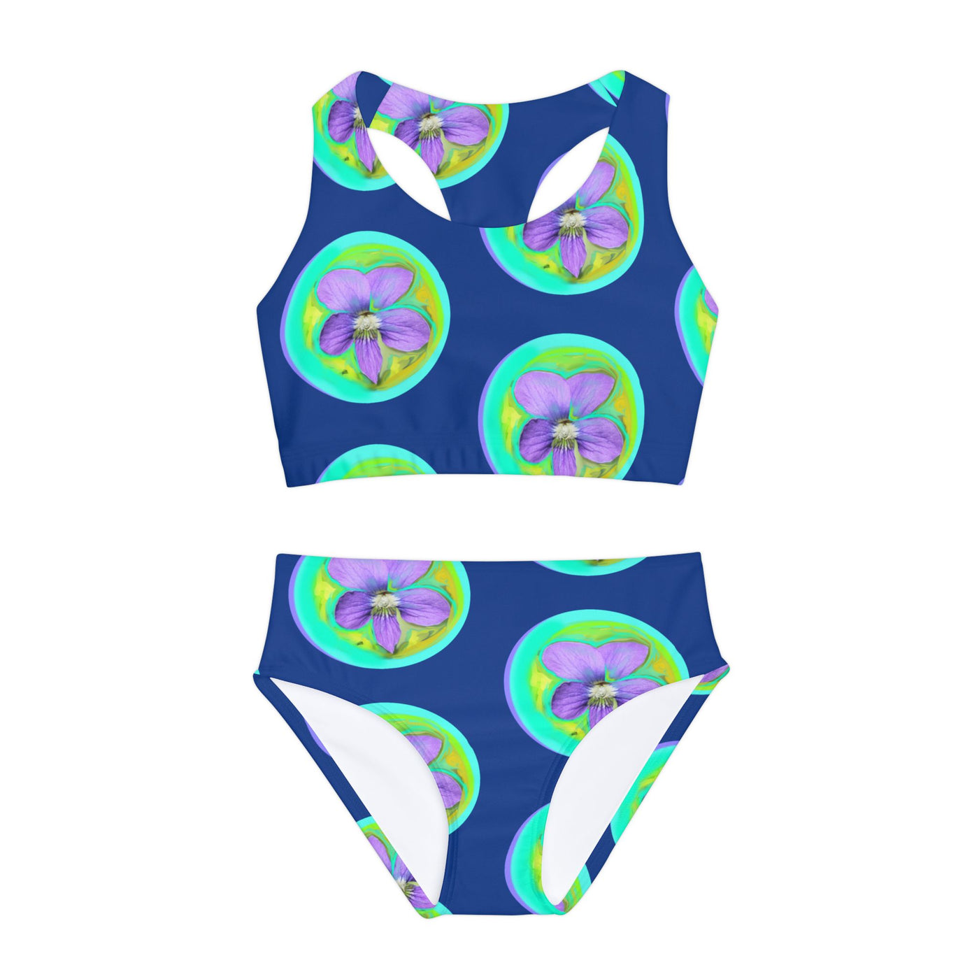 Vibrant Floral Girls Two Piece Swimsuit for Summer Fun