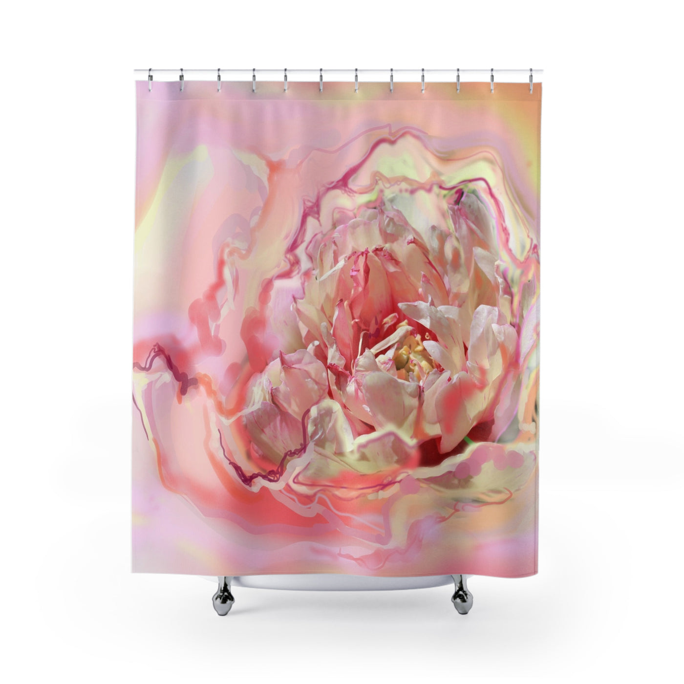 Abstract Floral Shower Curtains - Soft Pink Blossom Design for Stylish Bathrooms