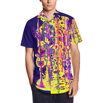 Men's Short Sleeve Shirt With Lapel Collar