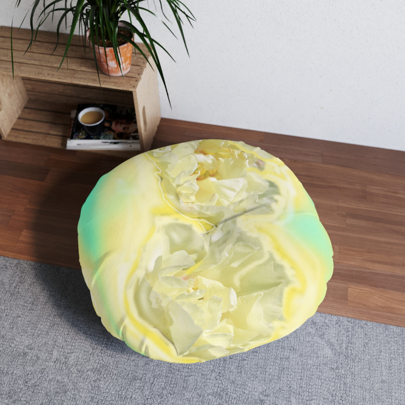 Cozy Round Tufted Floor Pillow - Floral Swirl Design for Comfort and Style