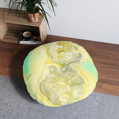 Cozy Round Tufted Floor Pillow - Floral Swirl Design for Comfort and Style