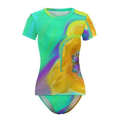 Short Sleeve Two Piece Bikini Swimsuit