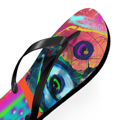 Vibrant Artistic Flip Flops - Colorful Summer Footwear