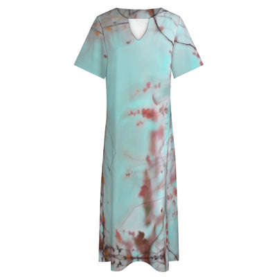 Short sleeved loose fitting dress with pockets
