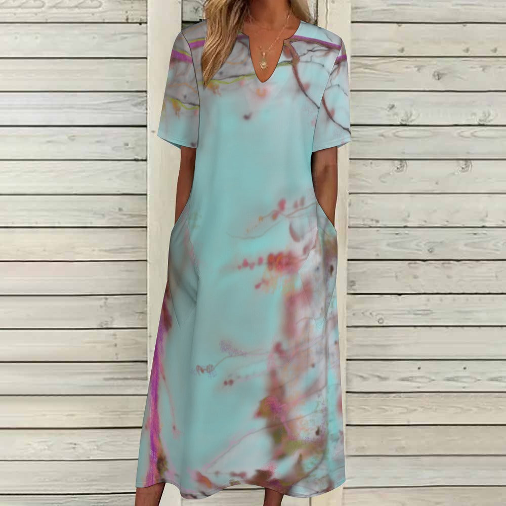 Short sleeve, artistic dress with pockets