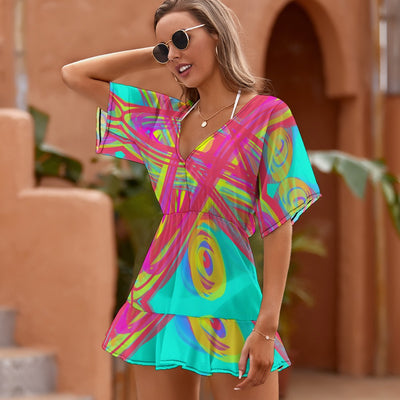 Ladies Thin Short Sleeve One Piece Dress