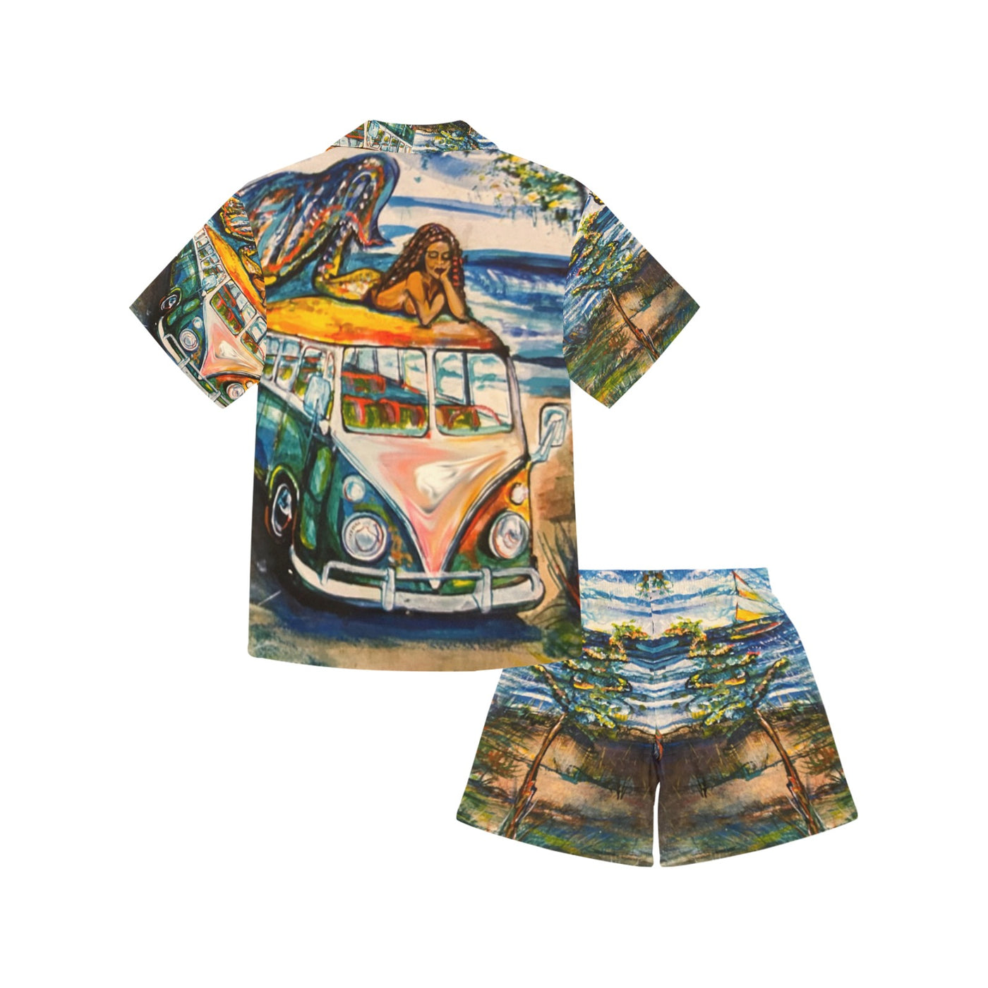 Little Boys' mermaid V-Neck Short Set