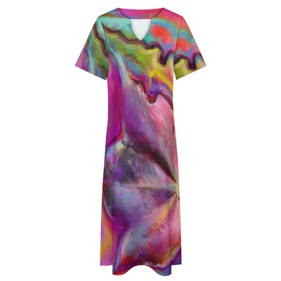 Short sleeve, artistic dress with pockets