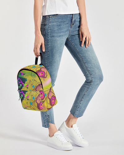Abstract Yellow Mini Canvas Backpack