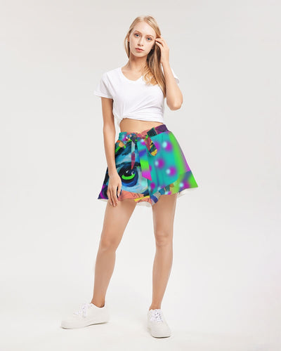 Eye Abstraction Women's All-Over Print Ruffle Shorts