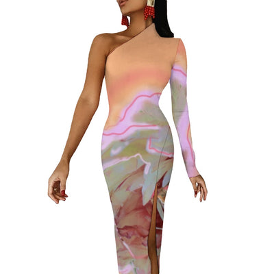 Half Sleeve Slit Dress